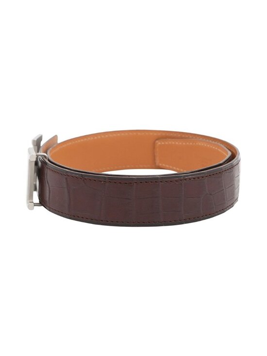 Hermes Belt Constance Dark Brown Matte Silver Porosus Leather 60 main image 10